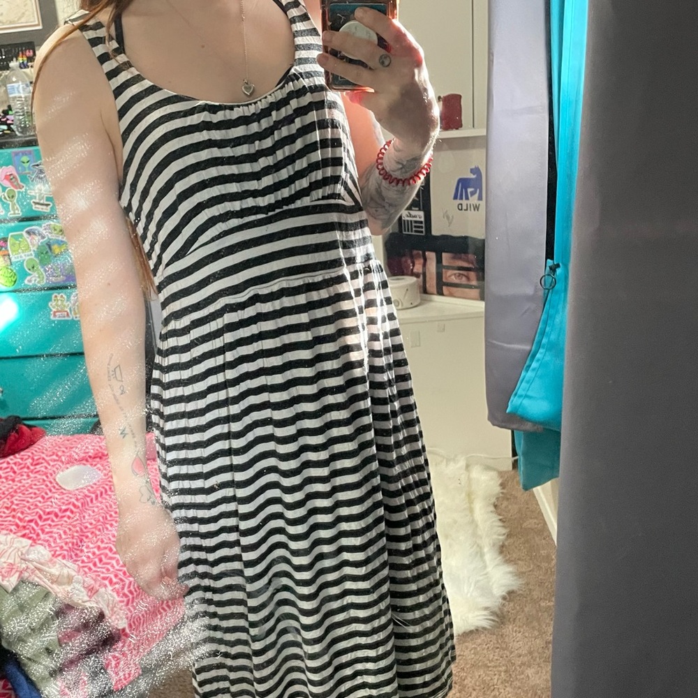 Apt 9 black and white stripes dress medium